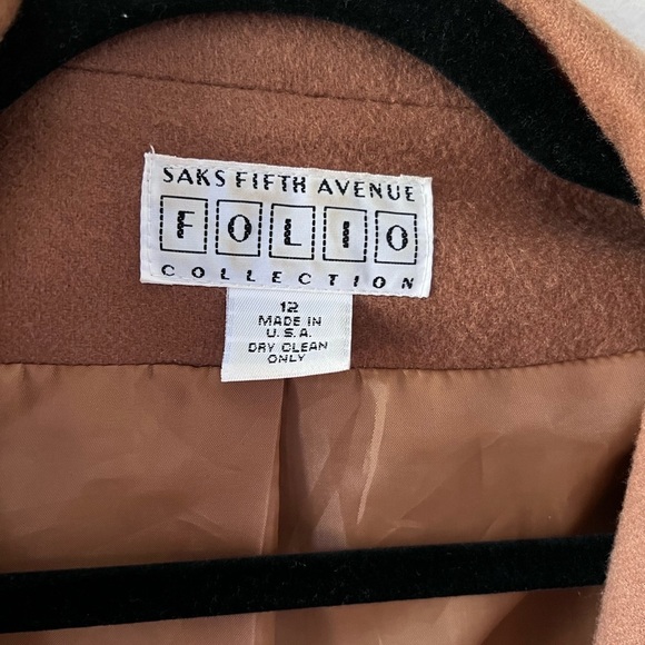 Vintage Saks Fifth Ave 100% Cashmere Camel Coat Jacket Size 12 - Picture 5 of 5